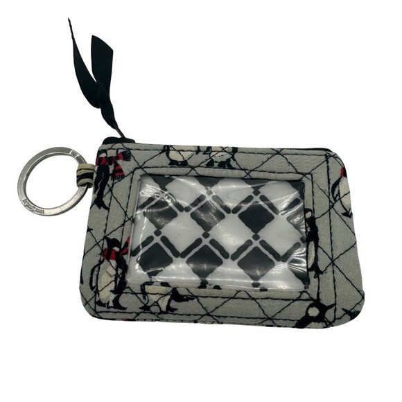 Vera Bradley Playful Penguin Fabric Wallet Keychain With Clear ID Slot & Zipper - Picture 1 of 4